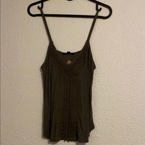 AE ribbed crochet olive green spaghetti strap xs